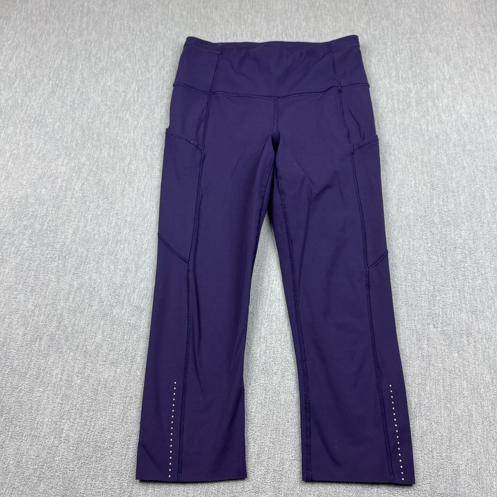 Lululemon Leggings Womens 6 Purple Fast  Free Crop II Nulux 19" Yoga W6AKHS